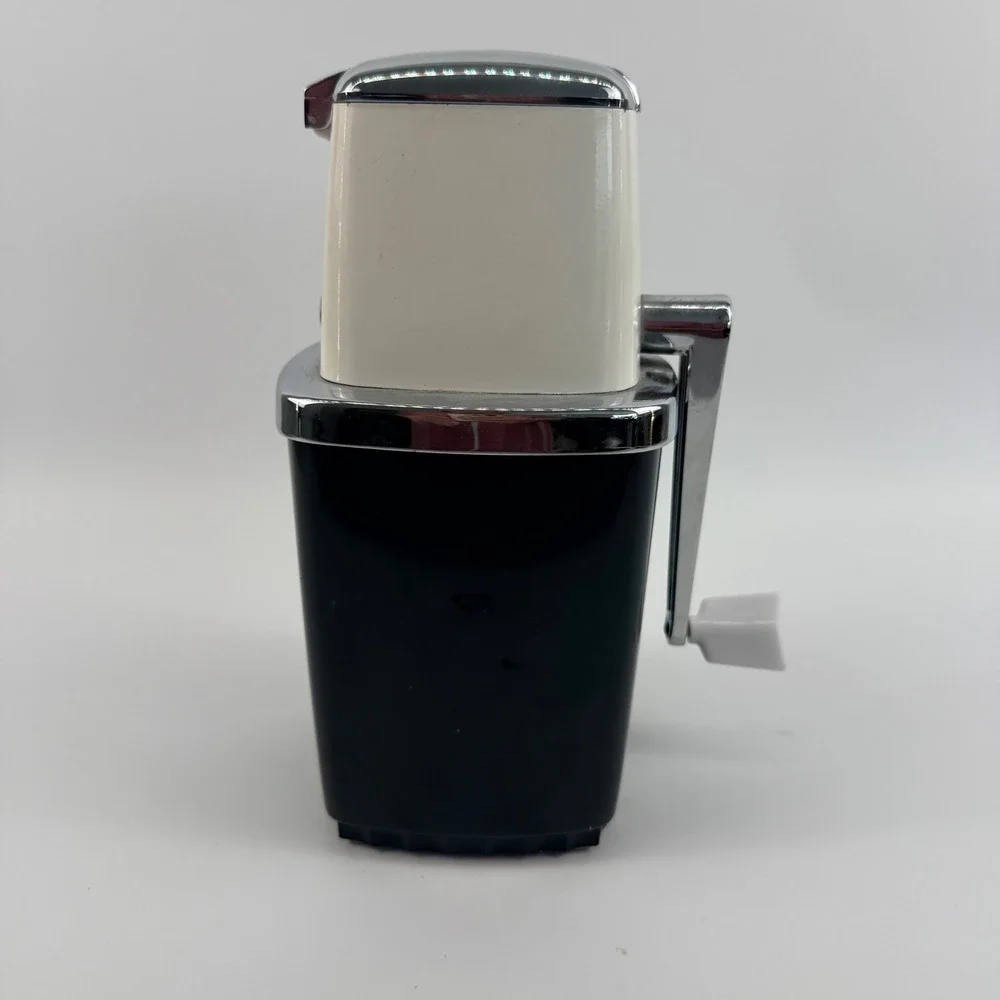 Swing-A-Way Vintage Manual Ice Crusher Hand Crank Black White Chrome Barware